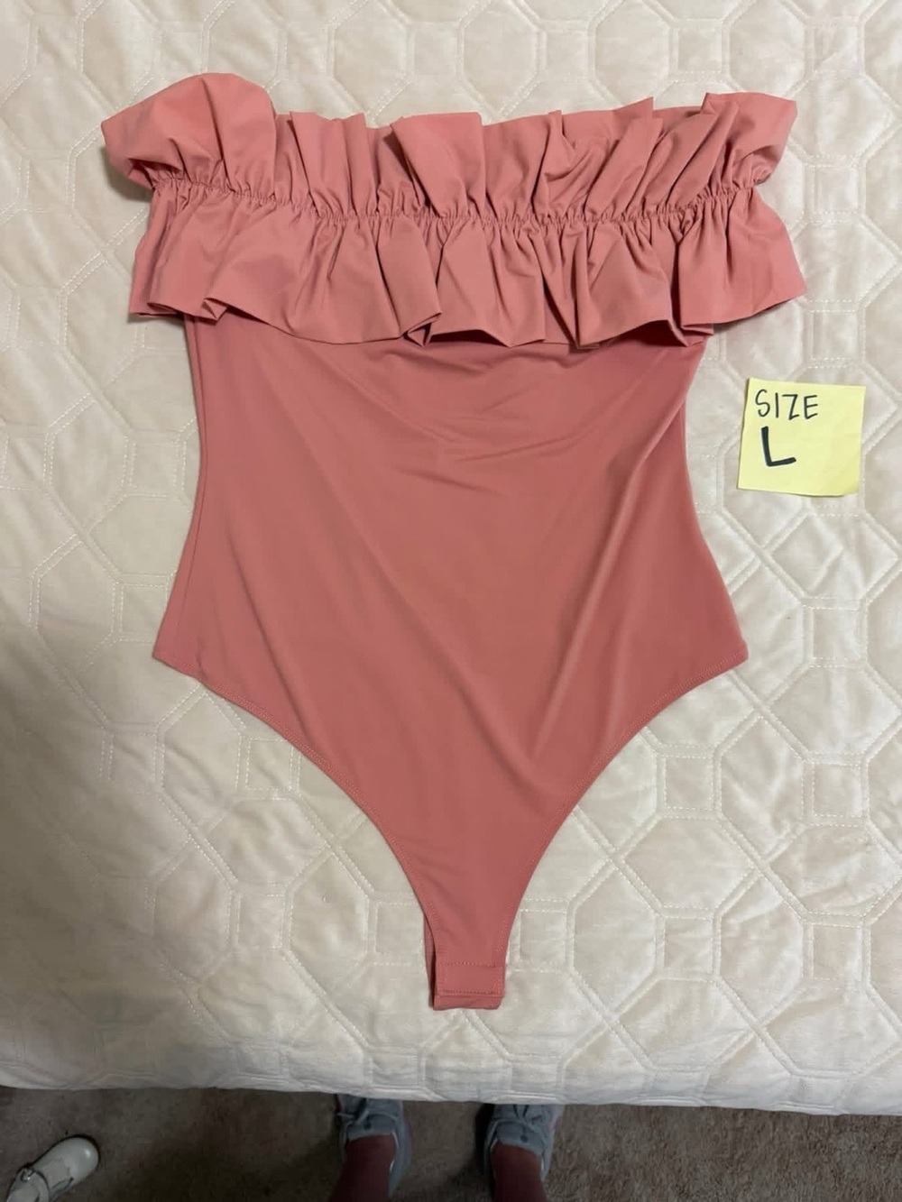 Ruffle Off-Shoulder One-Piece Swimsuit - Dusty Rose